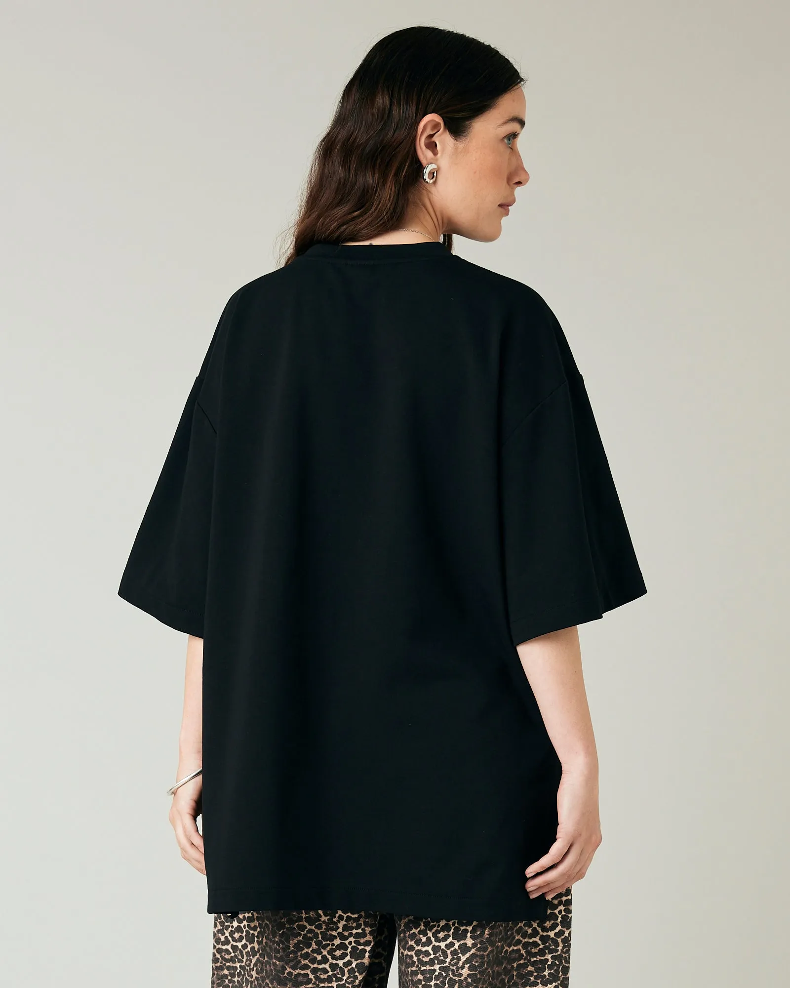 Jude Black Cotton Jersey Short Drop Sleeve Top