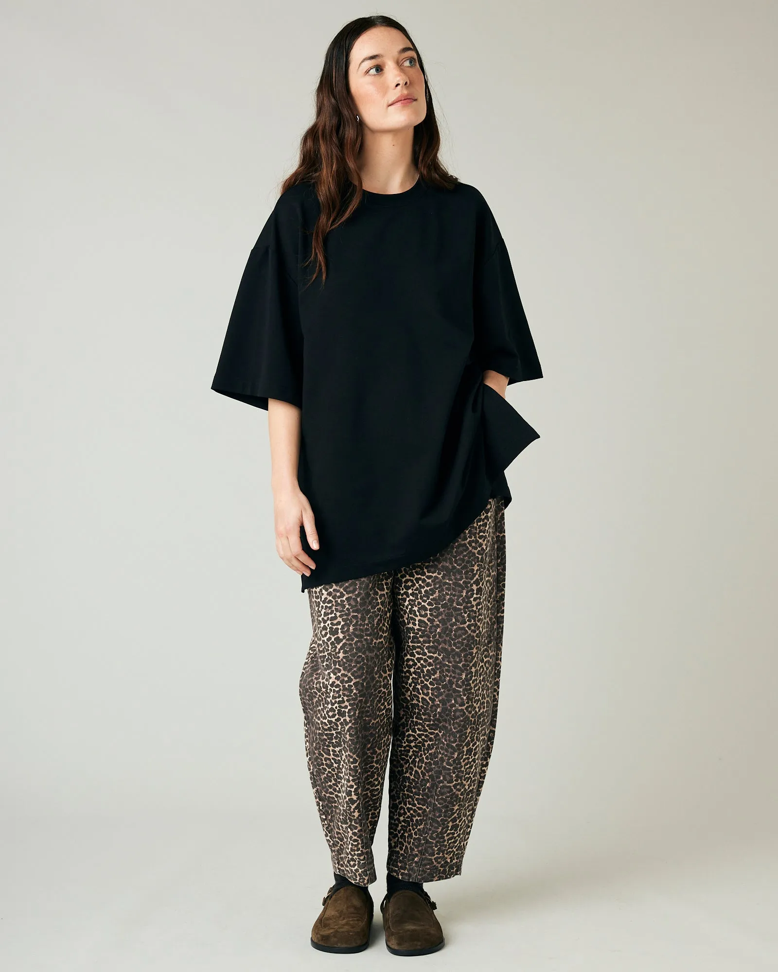 Jude Black Cotton Jersey Short Drop Sleeve Top