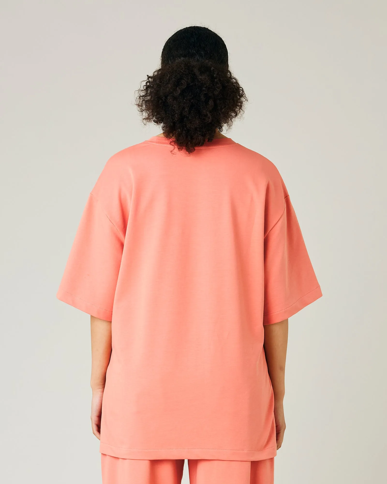 Jude Coral Cotton Jersey Short Drop Sleeve Top