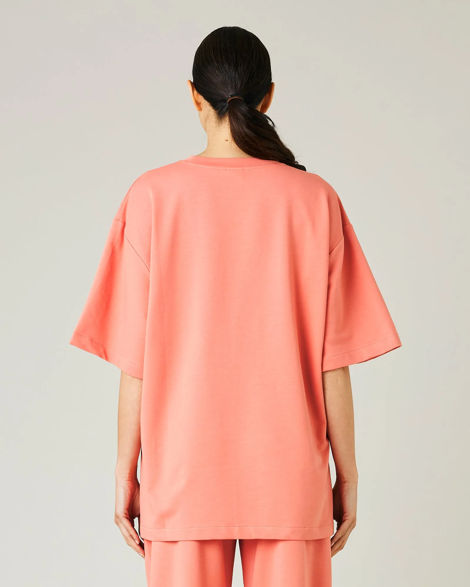 Jude Coral Cotton Jersey Short Drop Sleeve Top