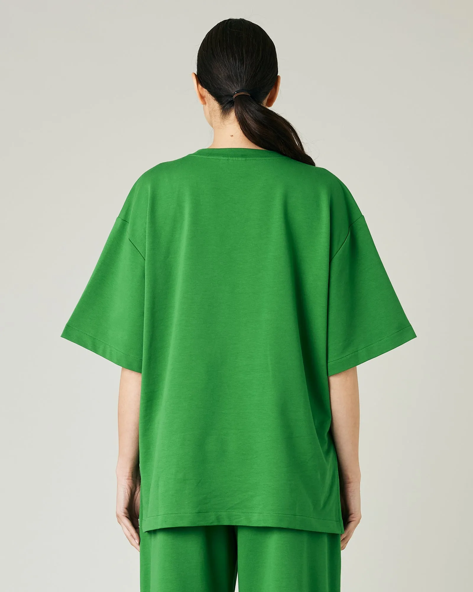 Jude Juniper Green Cotton Jersey Short Drop Sleeve Top