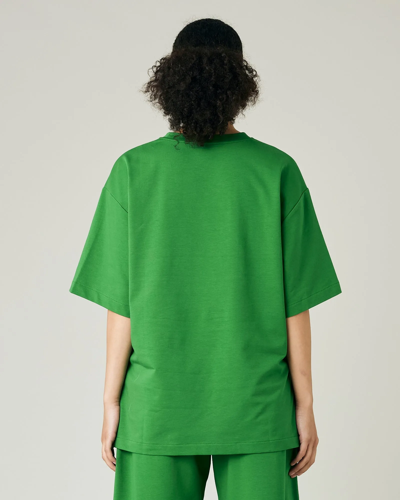 Jude Juniper Green Cotton Jersey Short Drop Sleeve Top