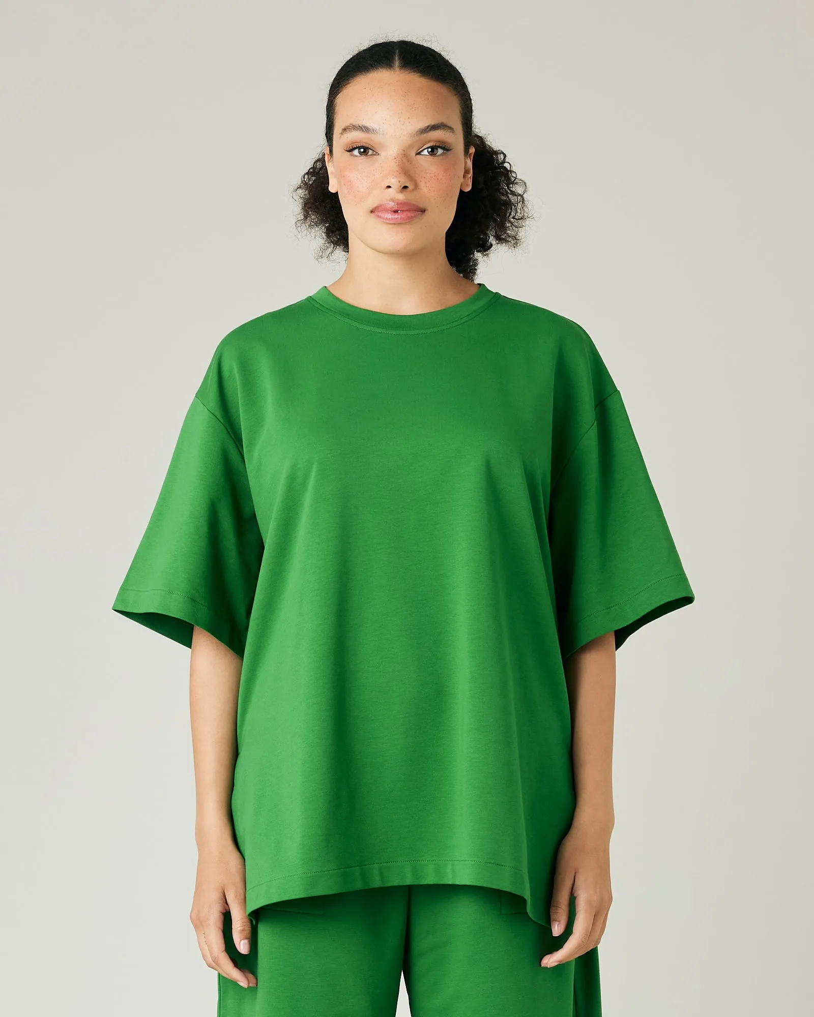 Jude Juniper Green Cotton Jersey Short Drop Sleeve Top