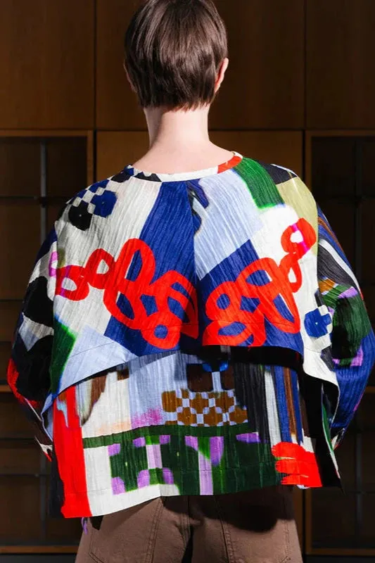 Keyhole Silk Blouse, Playground Collage