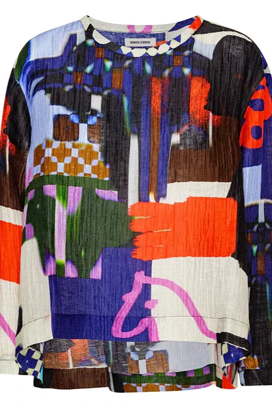 Keyhole Silk Blouse, Playground Collage