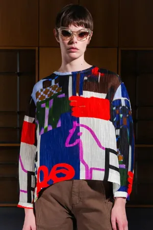 Keyhole Silk Blouse, Playground Collage