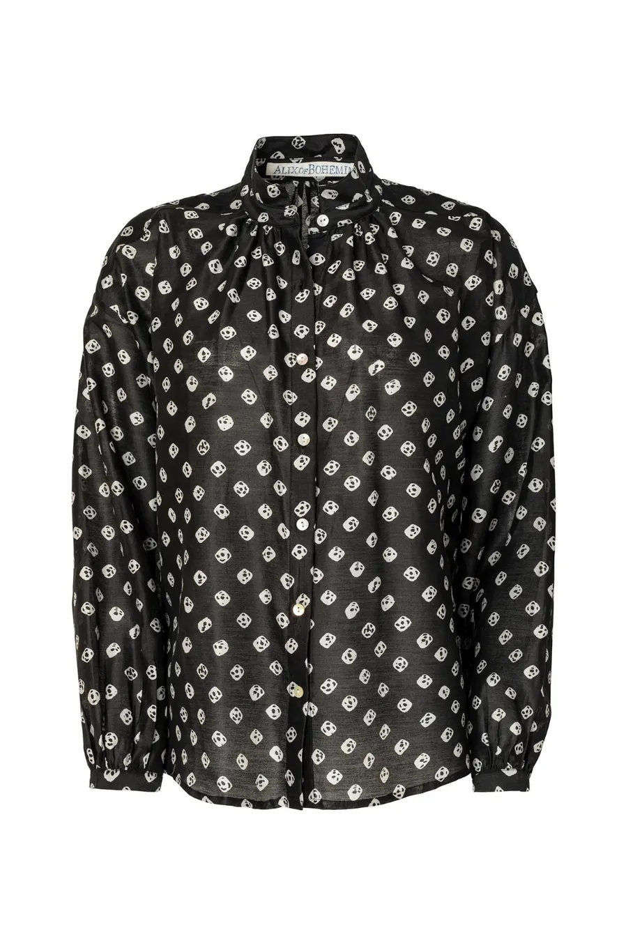 Kiki Licorice Silk Blouse, Black Licorice