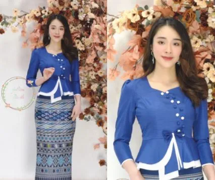 Laos/Thai Traditional Silk Blouse, 7 Colors, Chest 32"- 42" Style #41 Thai Silk Blouses