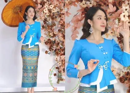 Laos/Thai Traditional Silk Blouse, 7 Colors, Chest 32"- 42" Style #41 Thai Silk Blouses