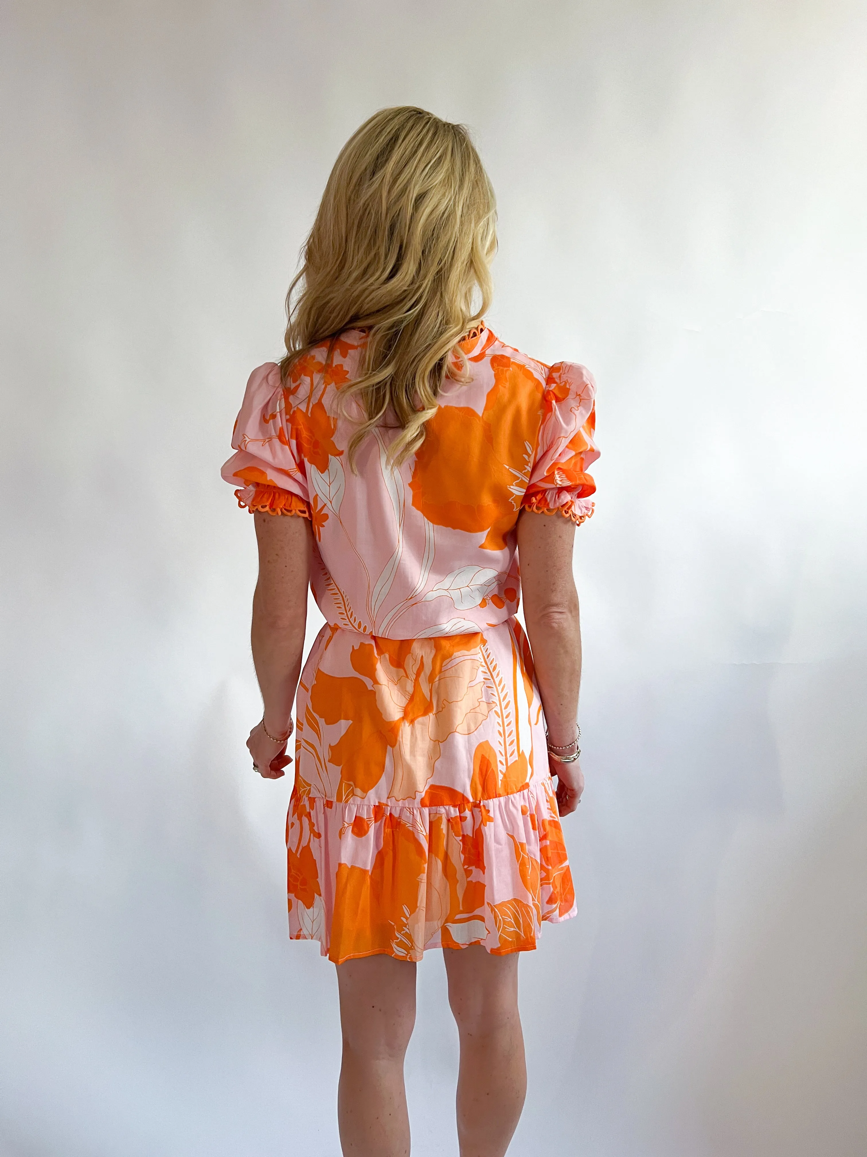 Lenira Floral Split Neck Mini Dress