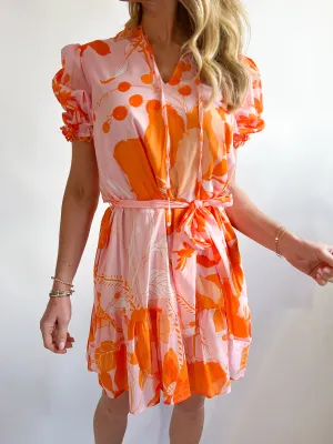 Lenira Floral Split Neck Mini Dress
