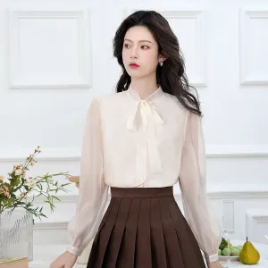 Lightweight Sheer Blouse for Women with a Delicate Bateau Neckline