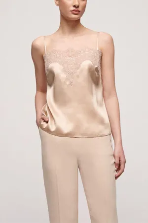 LILIA BEIGE LINGERIE-STYLE SILK SATIN TOP