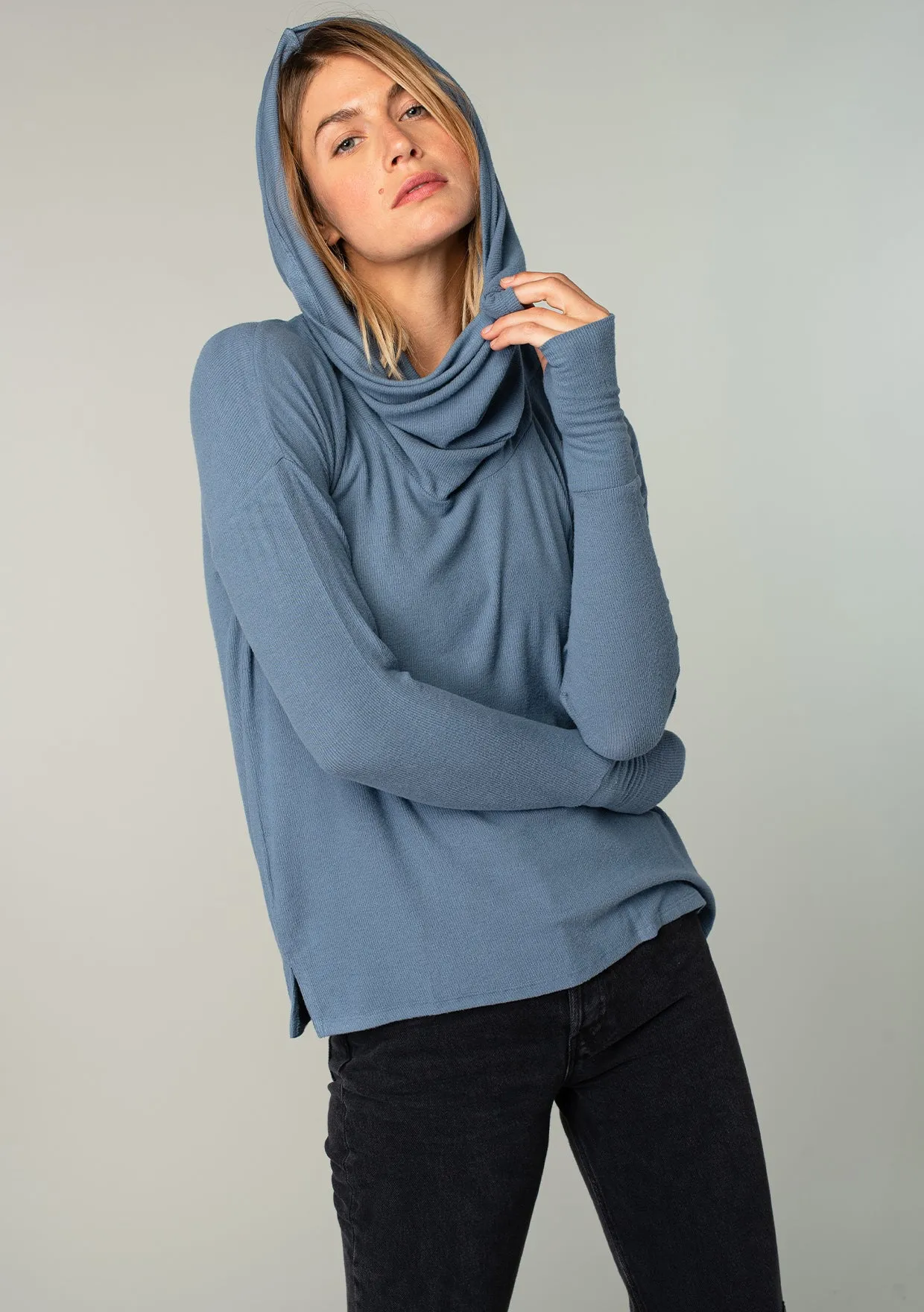 Long Weekend Micro Rib Cowl Neck Top
