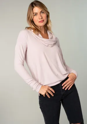 Long Weekend Micro Rib Cowl Neck Top