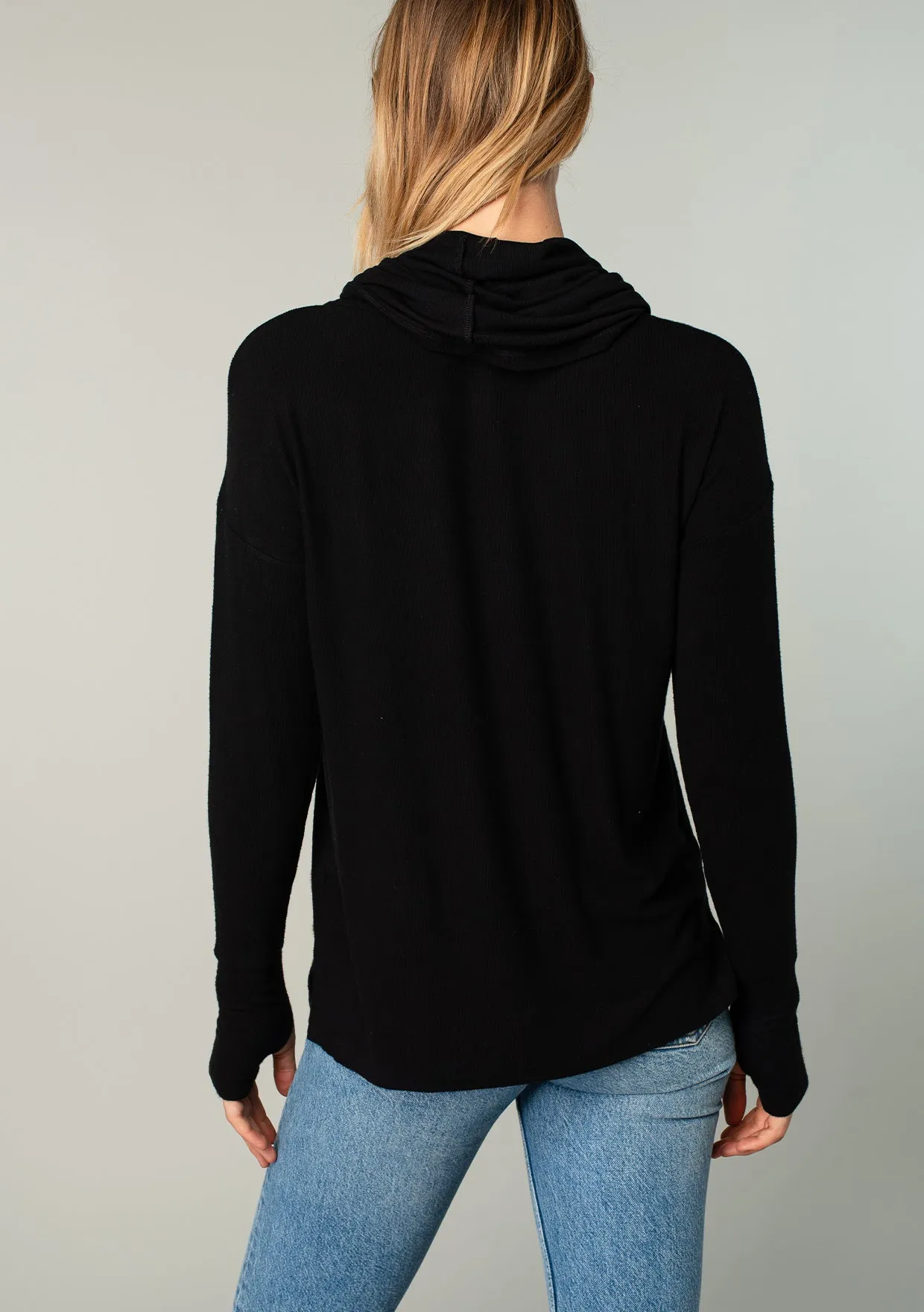 Long Weekend Micro Rib Cowl Neck Top