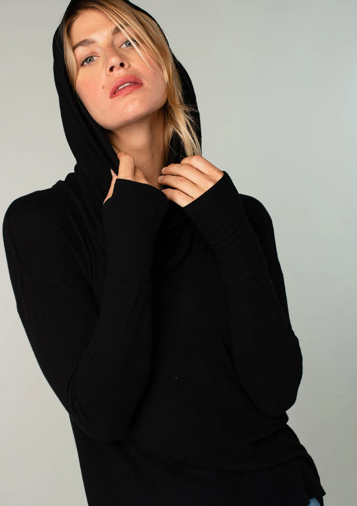 Long Weekend Micro Rib Cowl Neck Top