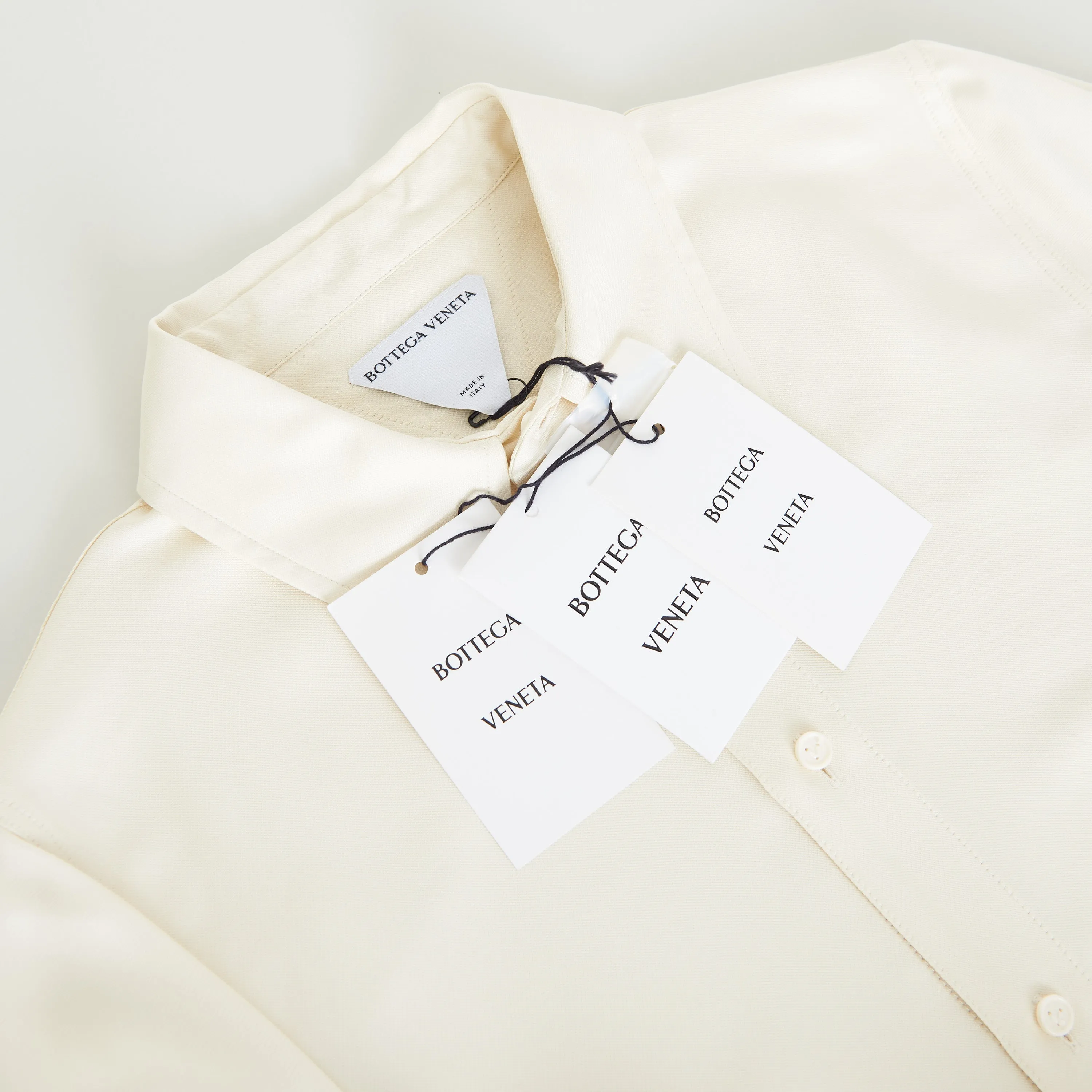 Longsleeve Shirt In Seasalt Beige Viscose & Silk Mix Fluid Twill