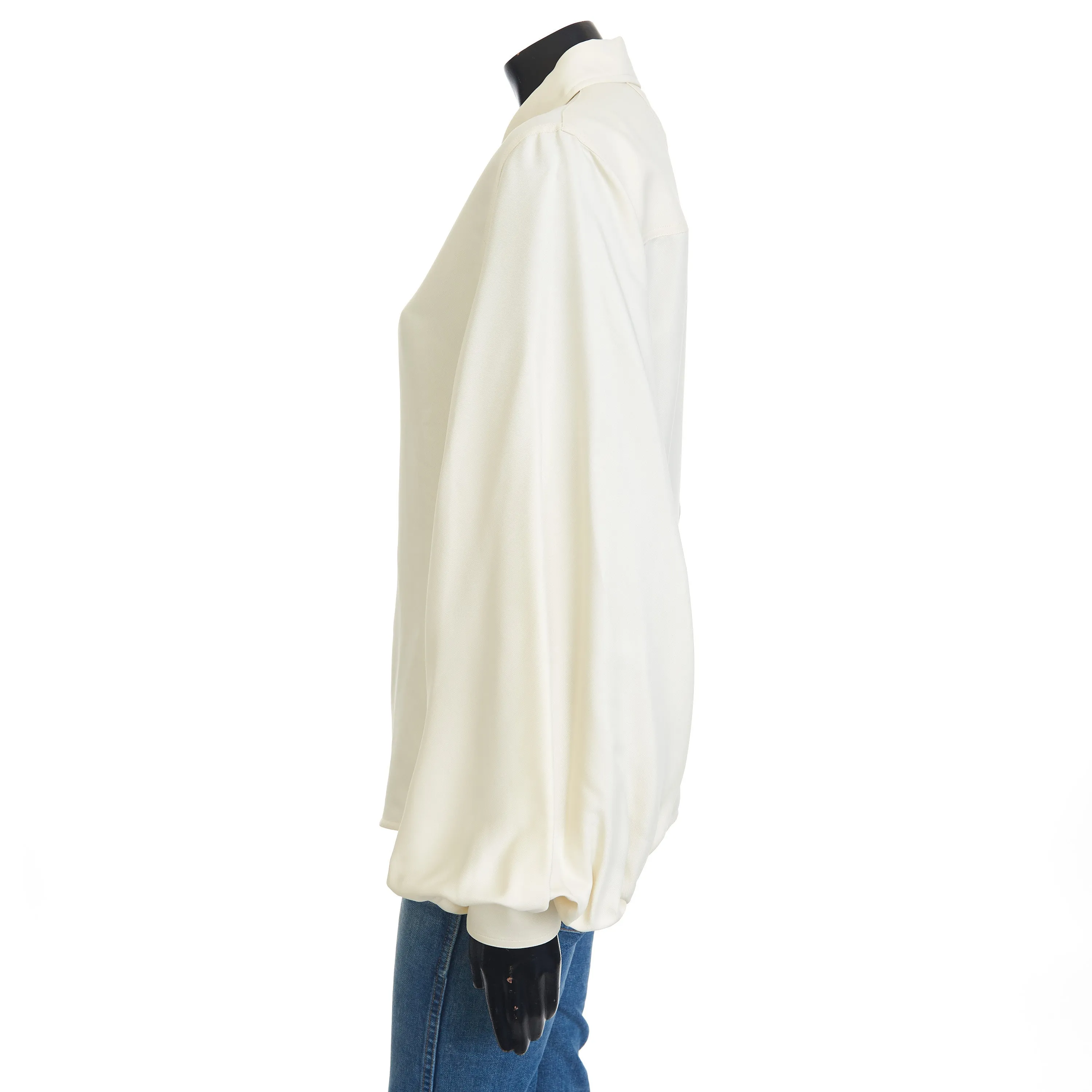Longsleeve Shirt In Seasalt Beige Viscose & Silk Mix Fluid Twill