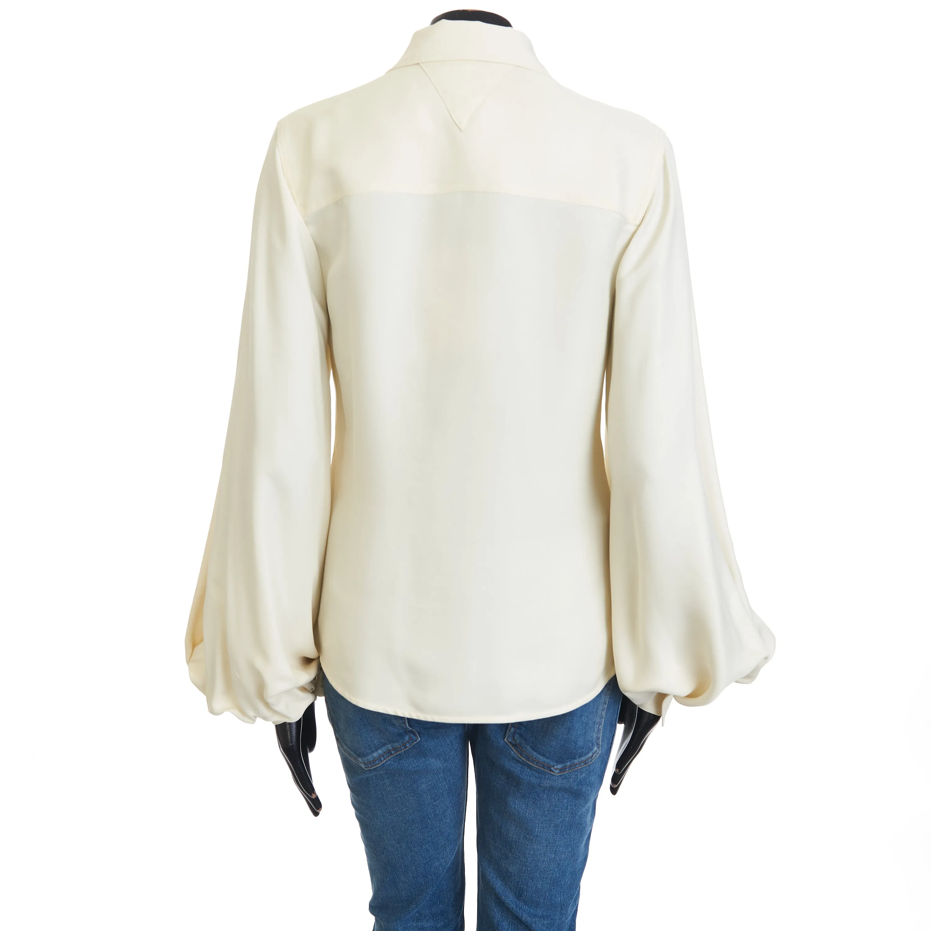 Longsleeve Shirt In Seasalt Beige Viscose & Silk Mix Fluid Twill