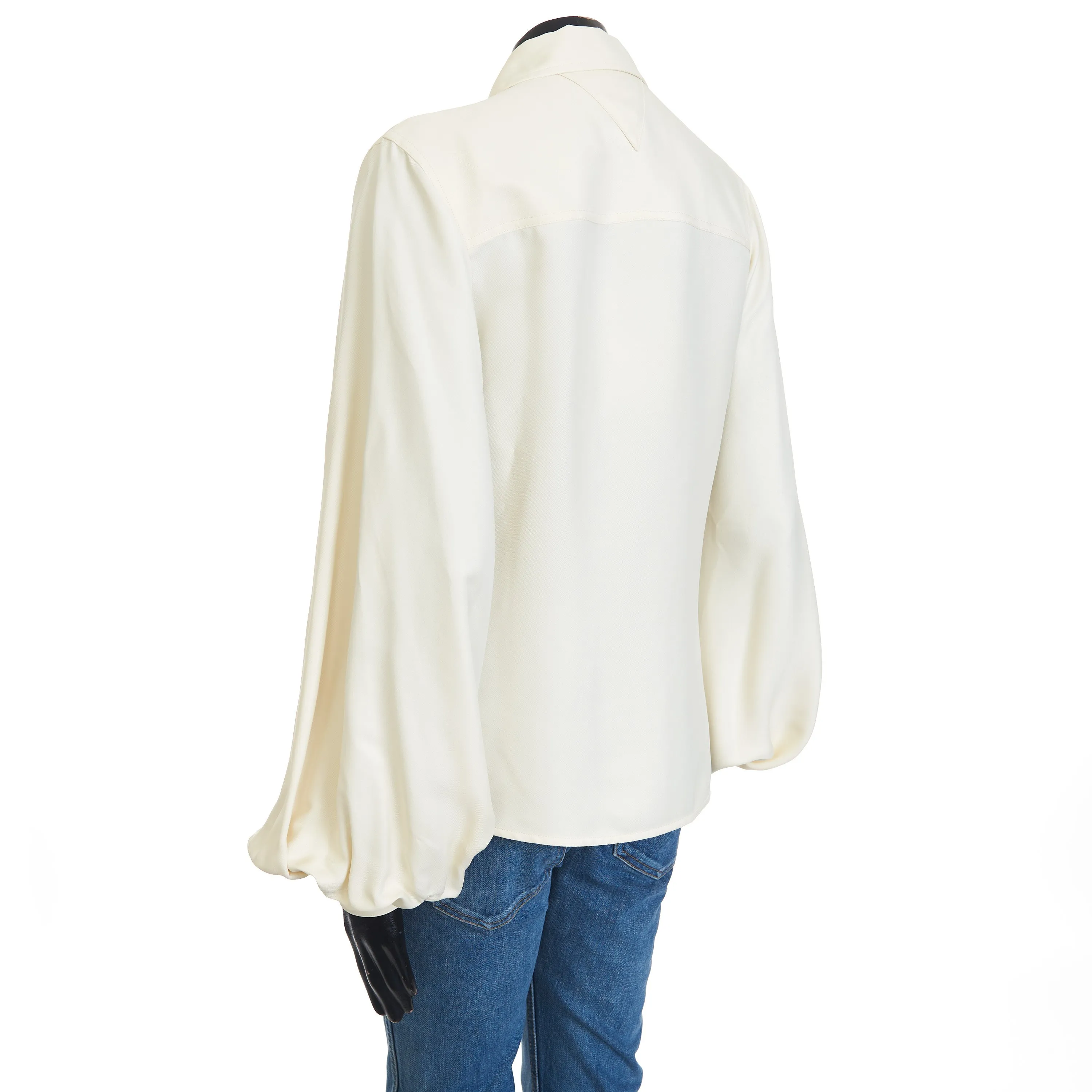 Longsleeve Shirt In Seasalt Beige Viscose & Silk Mix Fluid Twill