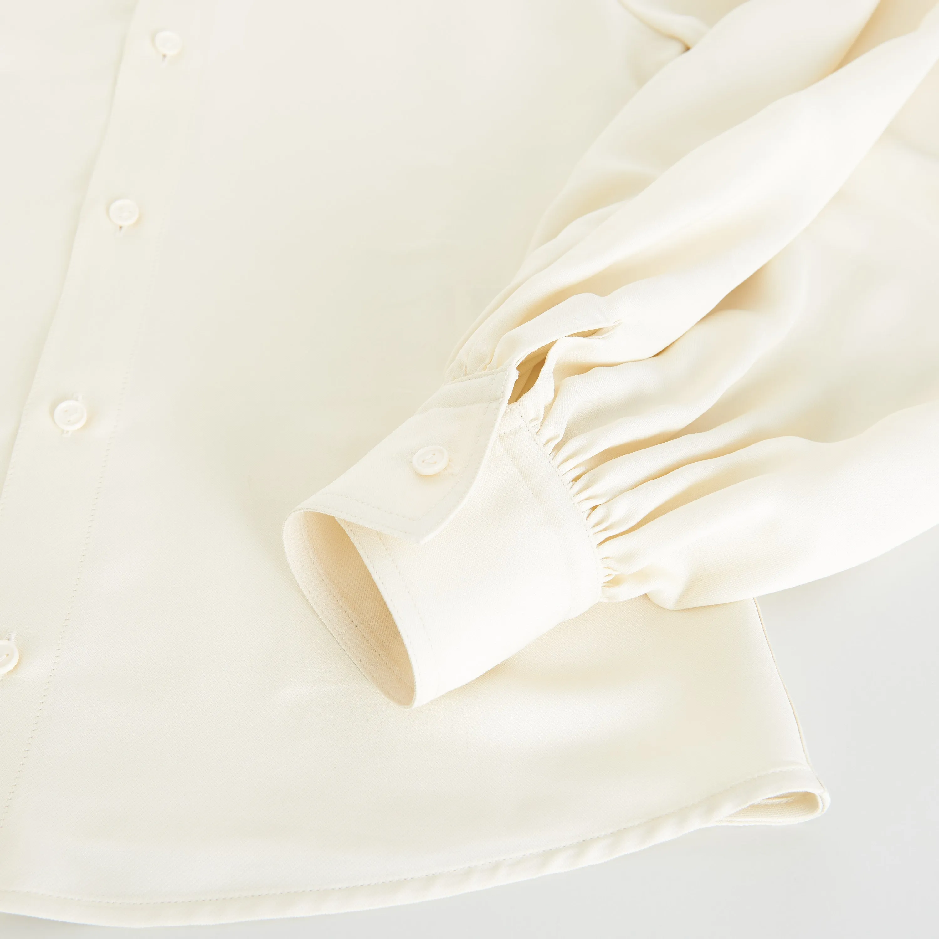 Longsleeve Shirt In Seasalt Beige Viscose & Silk Mix Fluid Twill