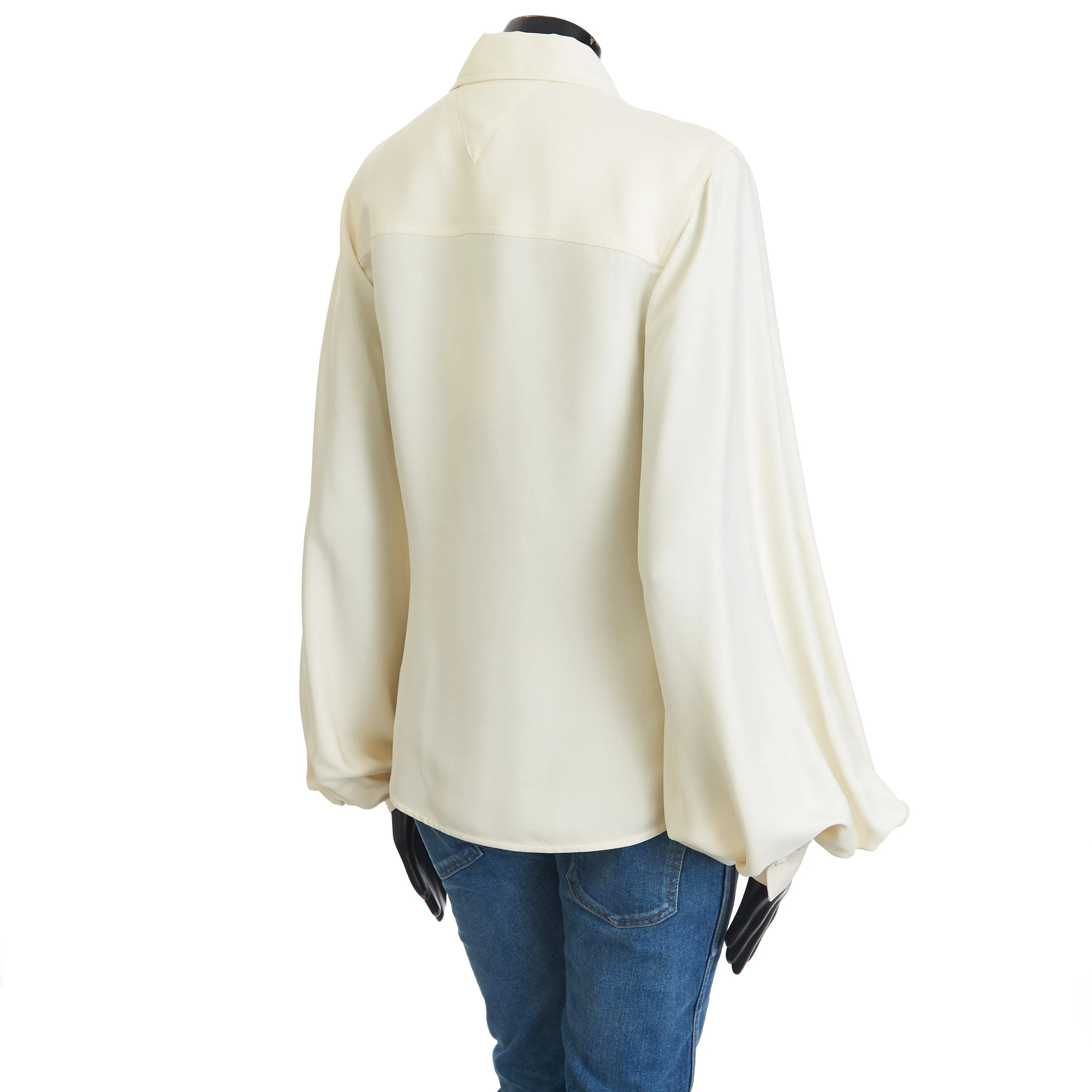 Longsleeve Shirt In Seasalt Beige Viscose & Silk Mix Fluid Twill
