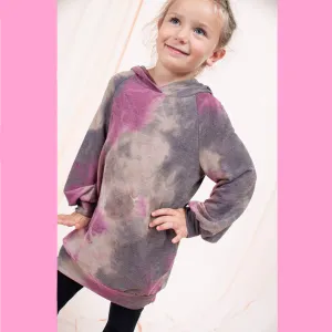 Magenta and Mocha Tie Dye Hoodie Dress