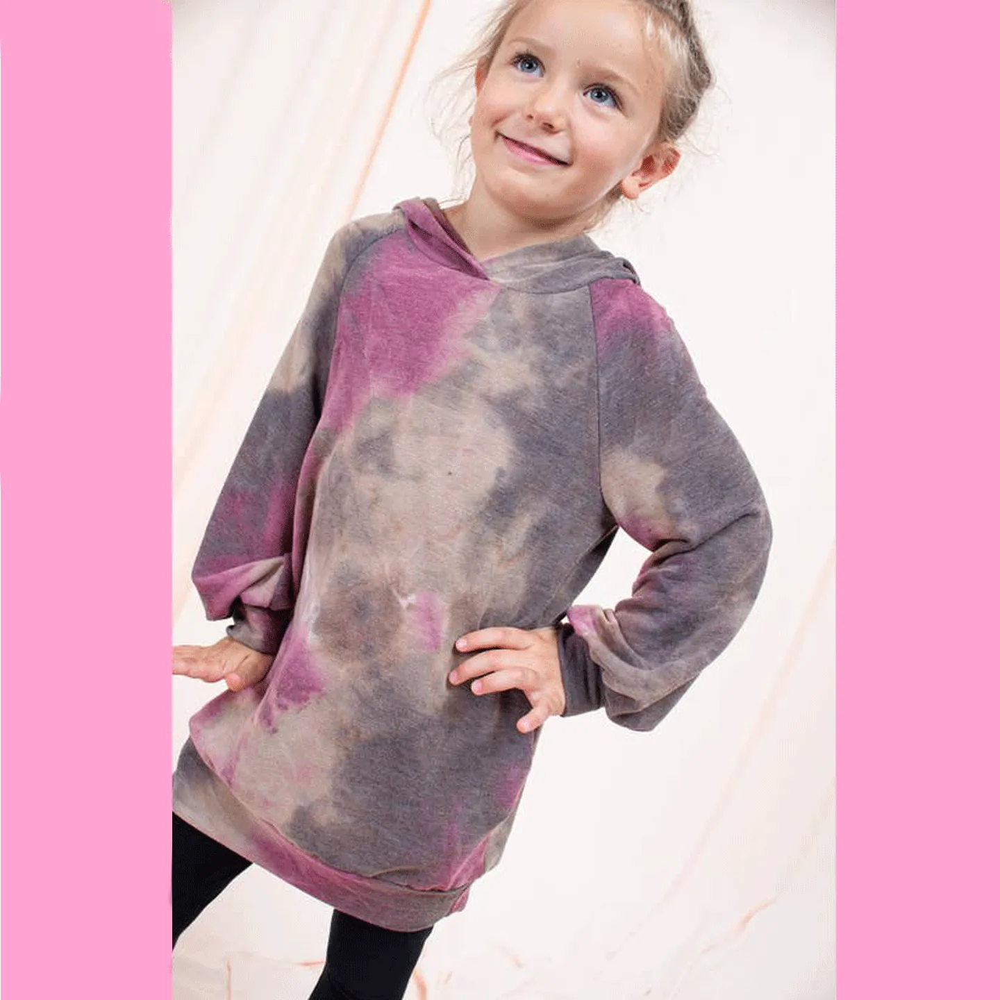 Magenta and Mocha Tie Dye Hoodie Dress