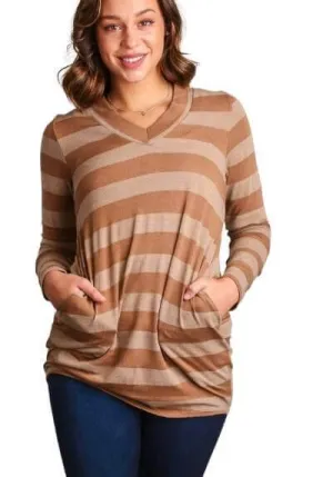 Marie Striped Long Sleeve V-Neck Top