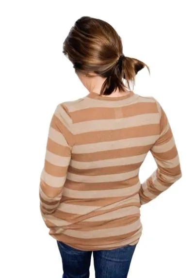 Marie Striped Long Sleeve V-Neck Top