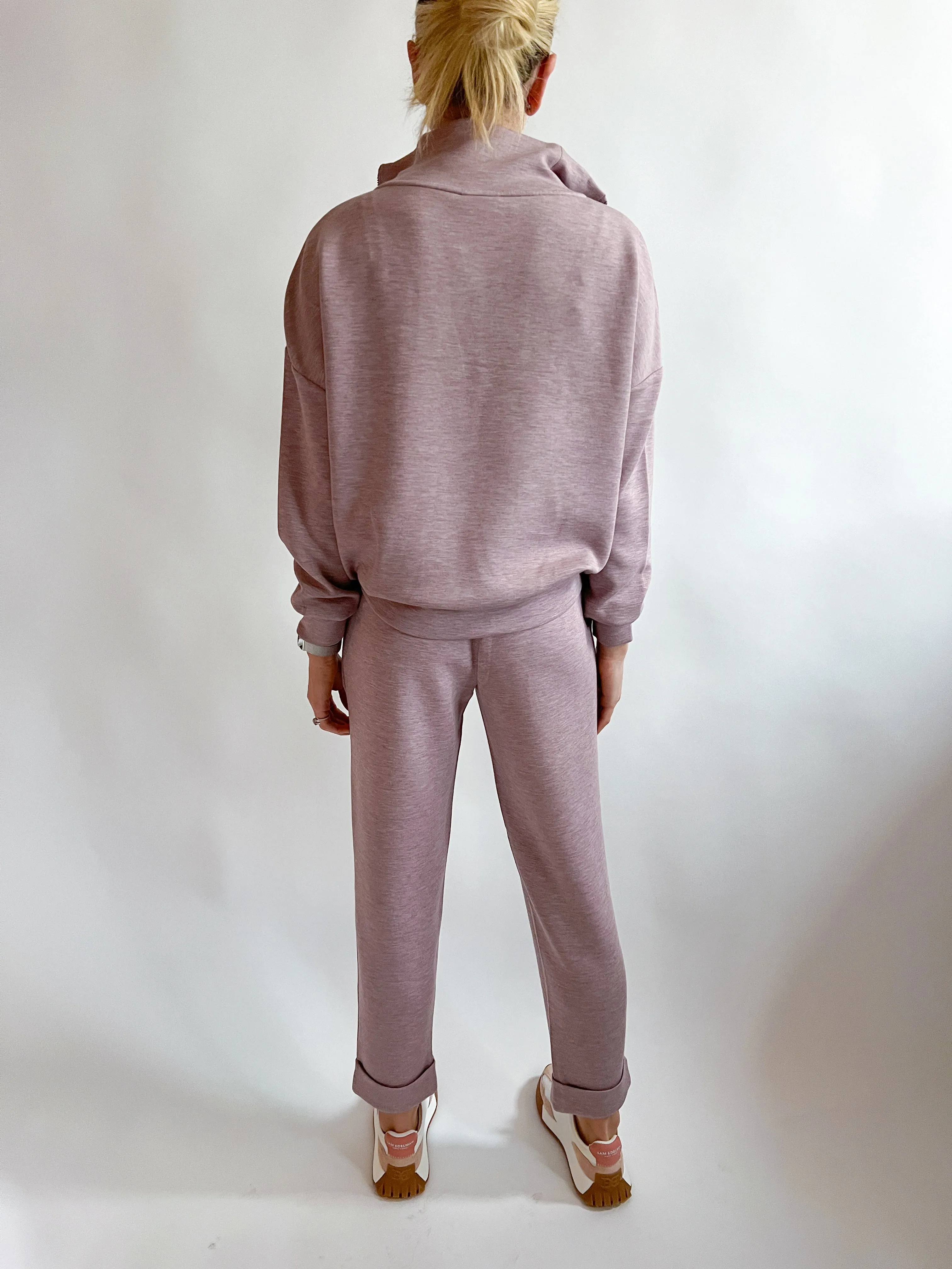 Mauve Marl Hawley Half Zip Sweatshirt