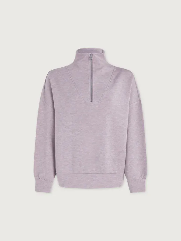 Mauve Marl Hawley Half Zip Sweatshirt
