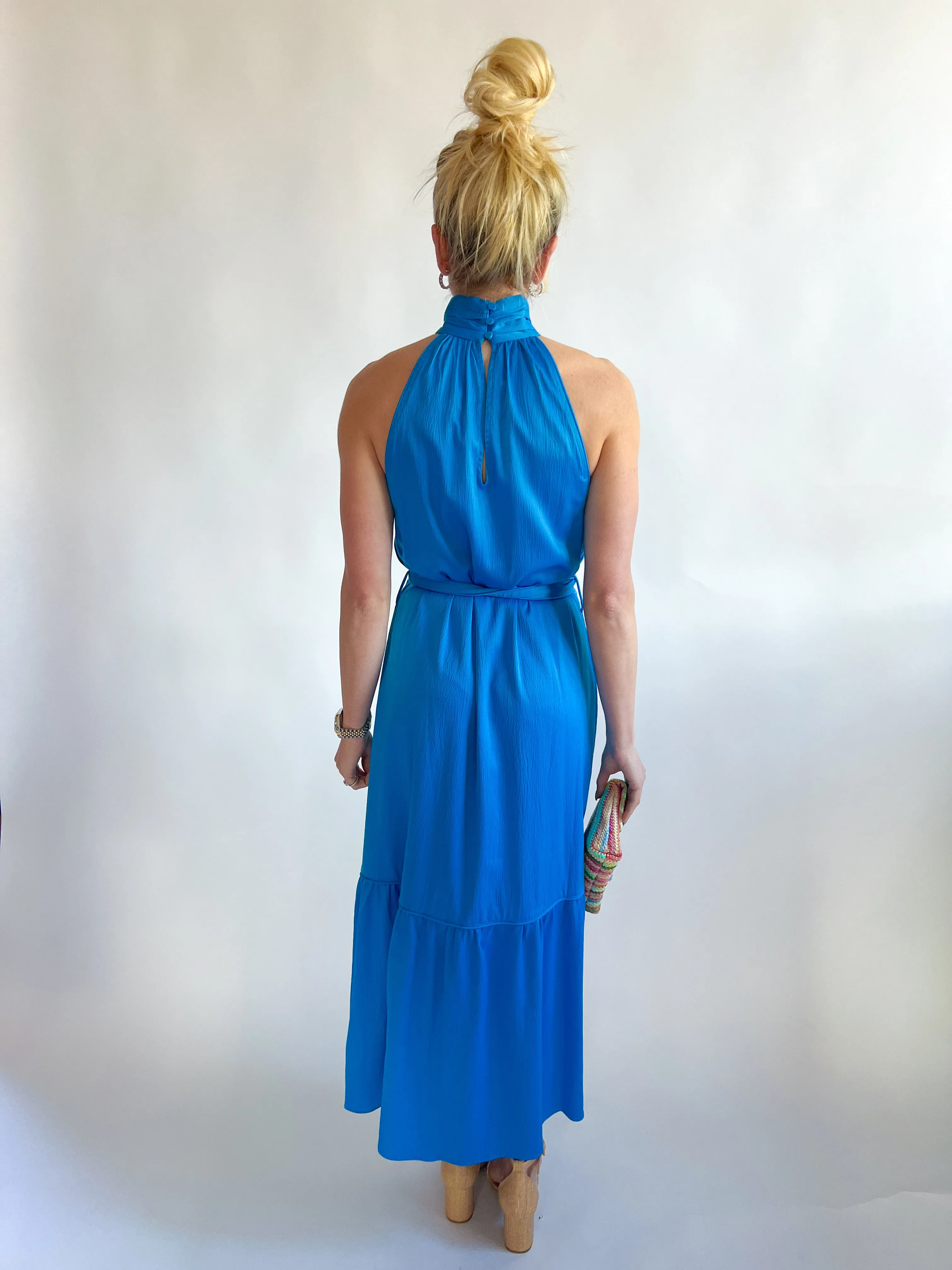 Melia Halter Textured Midi Dress
