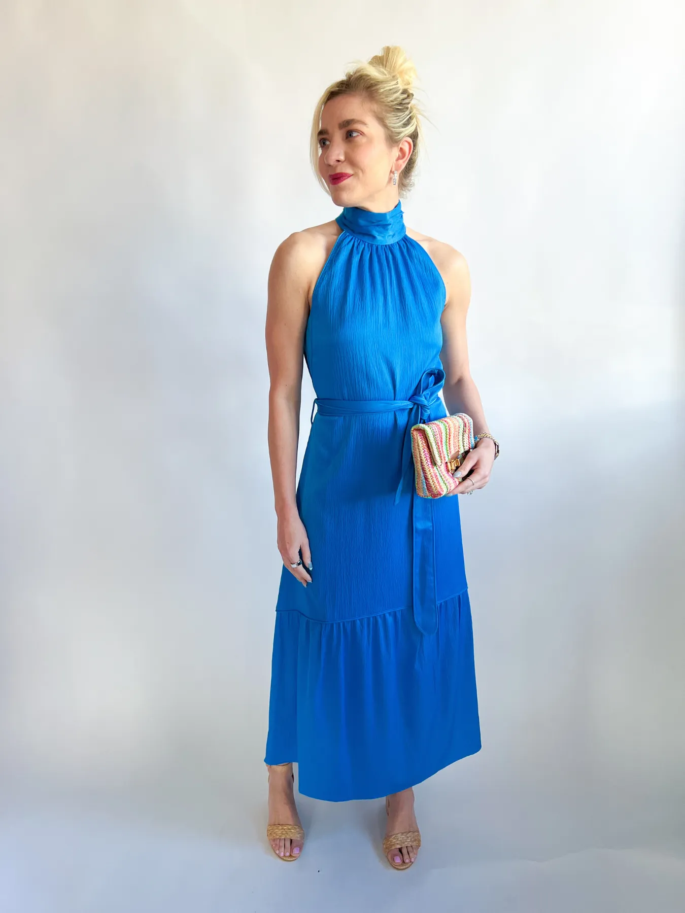 Melia Halter Textured Midi Dress