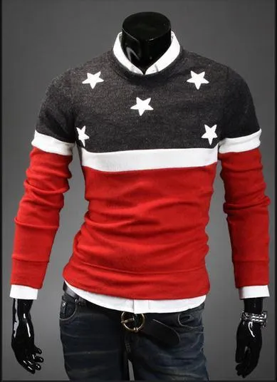 Men's Round Collar Star Sweater