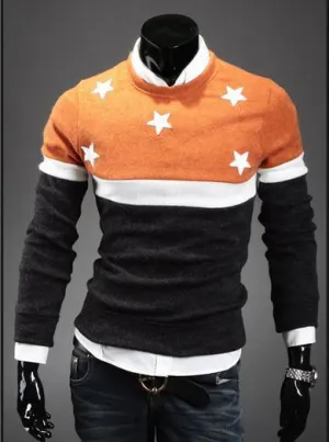Men's Round Collar Star Sweater