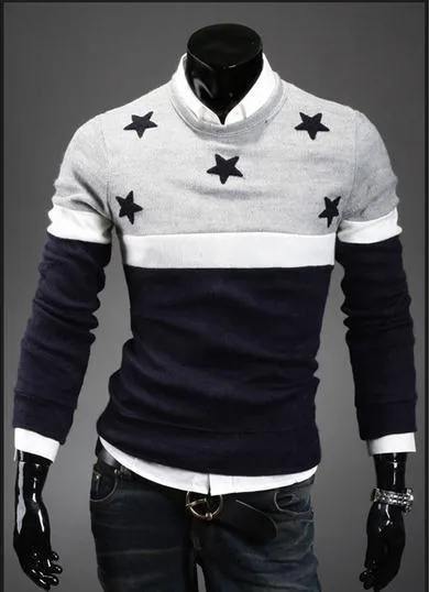 Men's Round Collar Star Sweater
