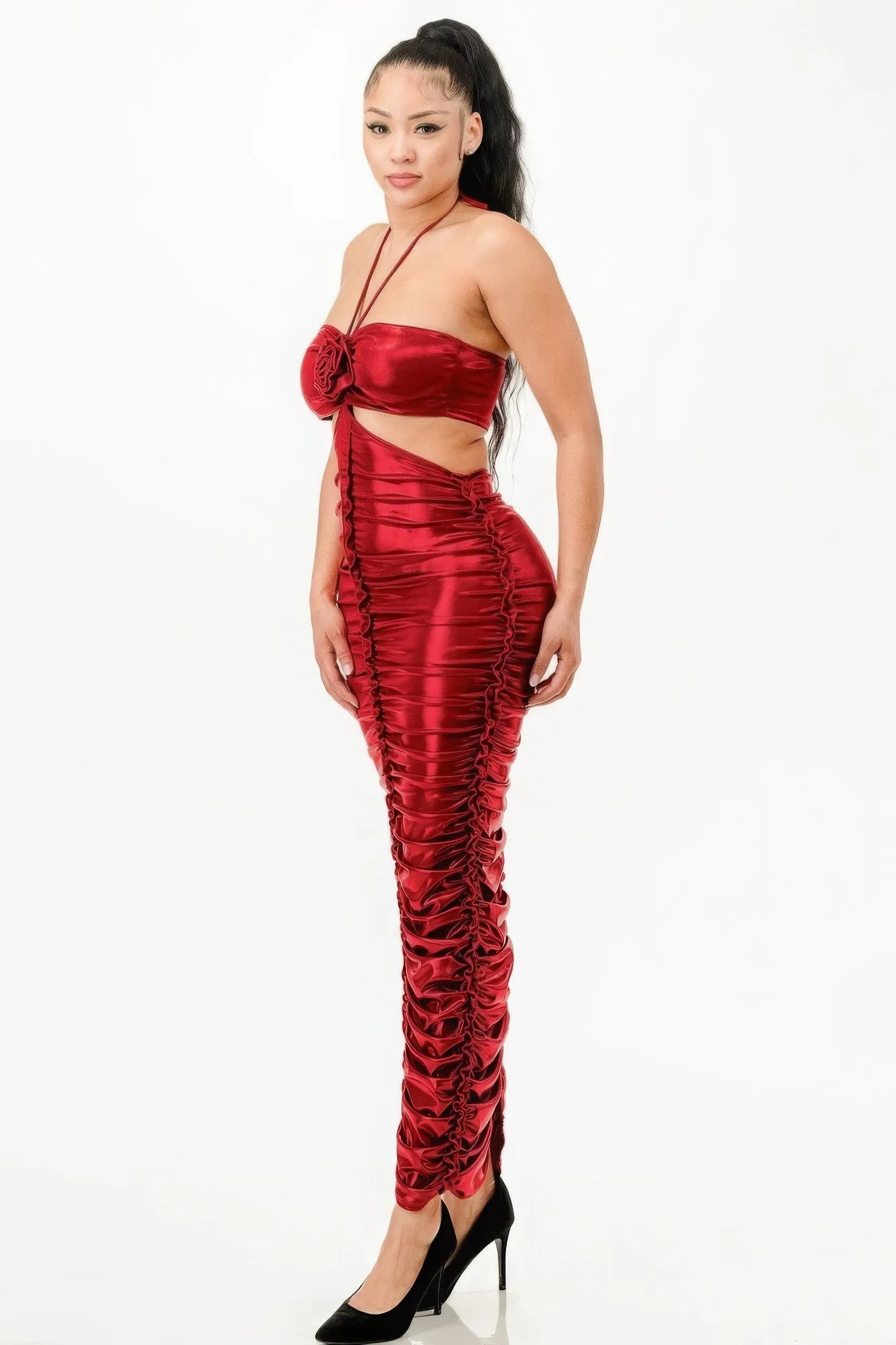Metallic Halter Dress