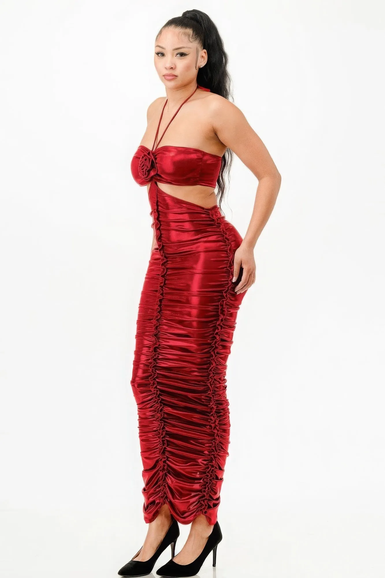 Metallic Halter Dress