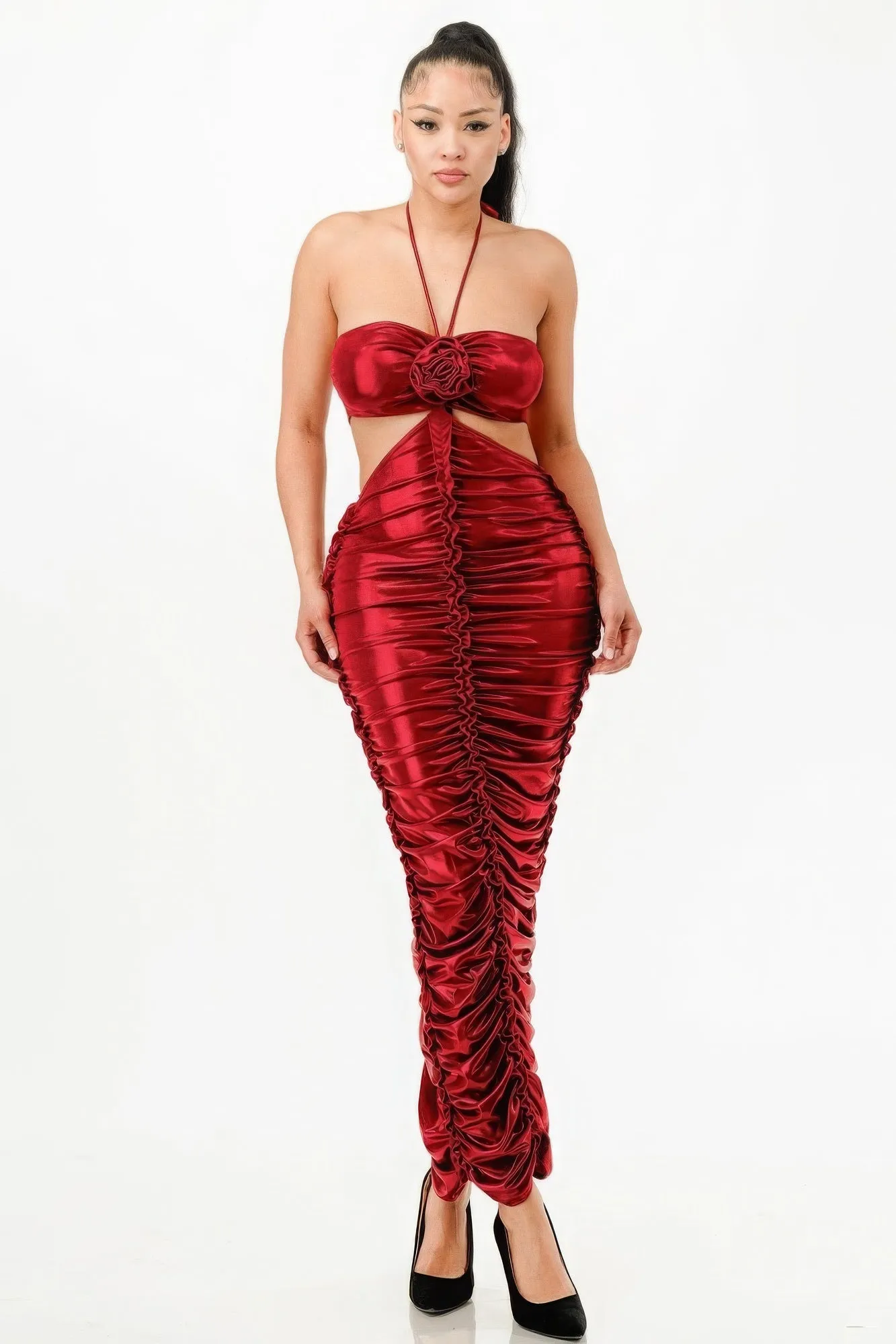 Metallic Halter Dress