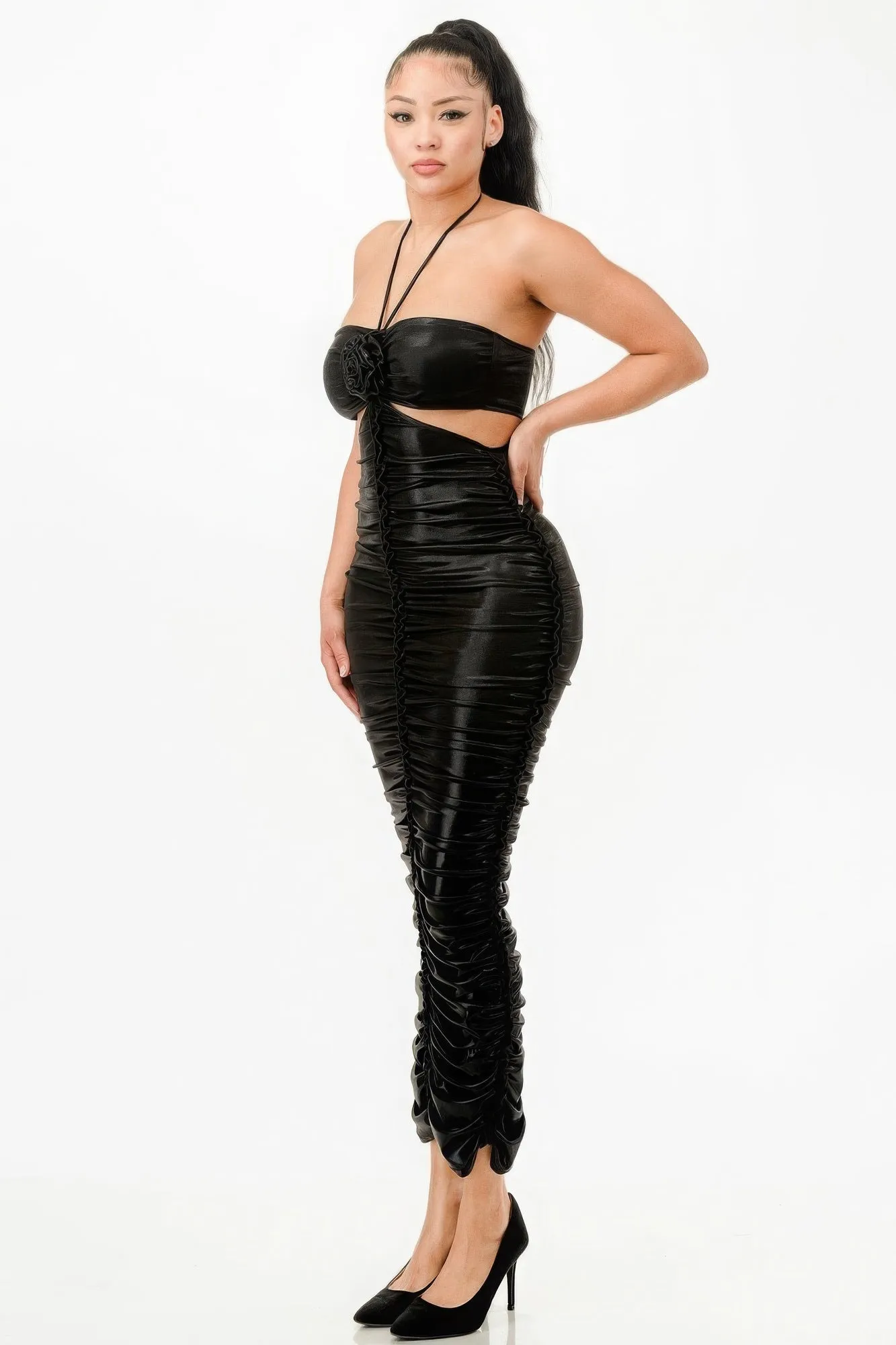 Metallic Halter Dress