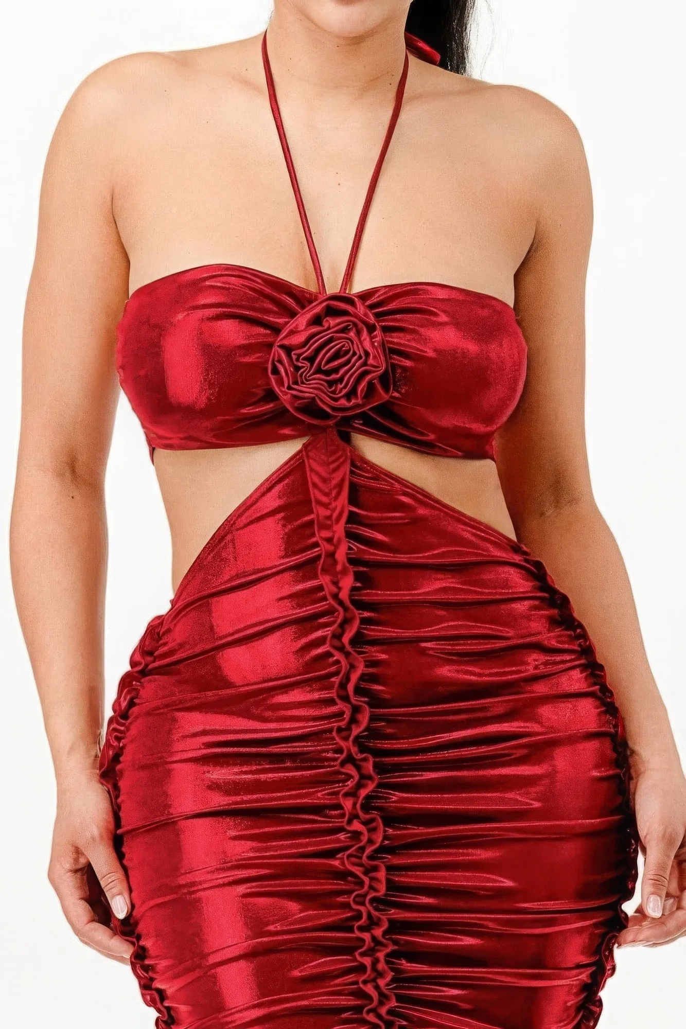 Metallic Halter Dress