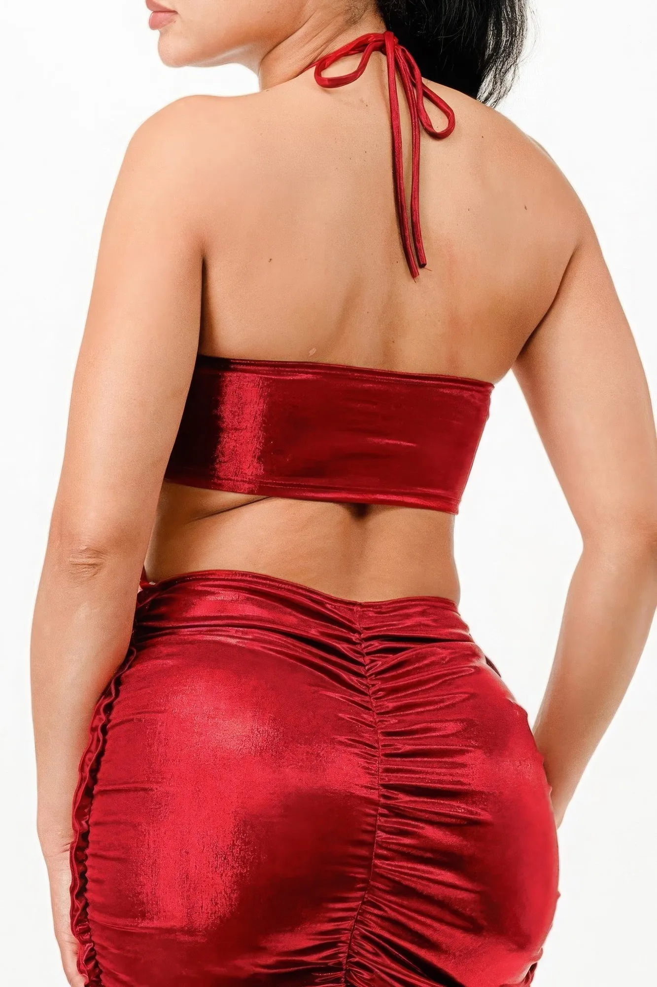 Metallic Halter Dress