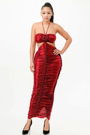 Metallic Halter Dress