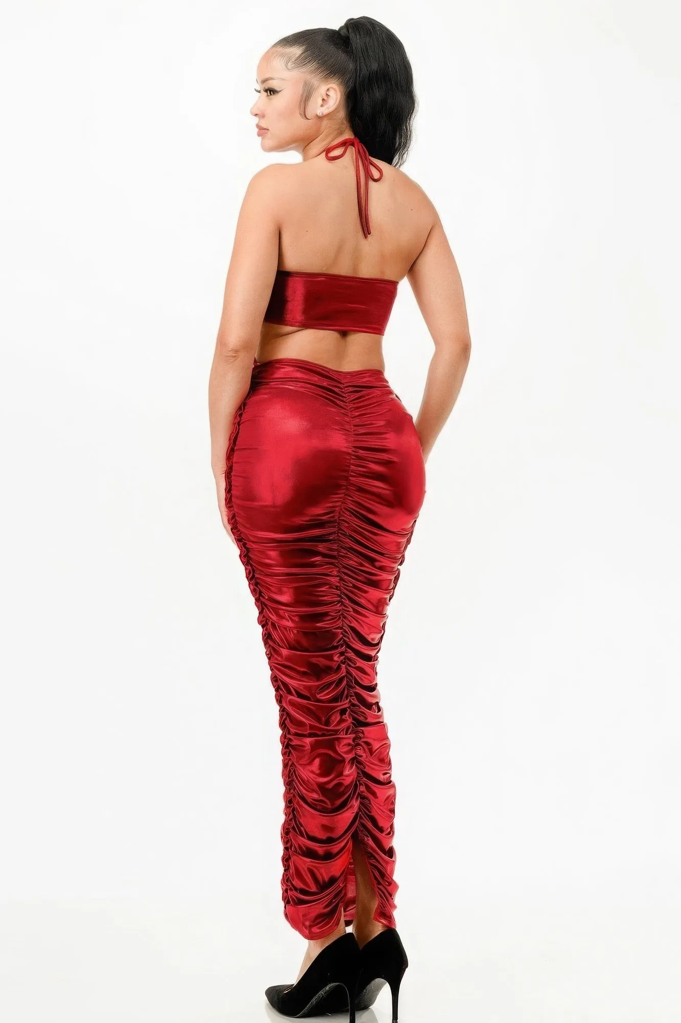 Metallic Halter Dress