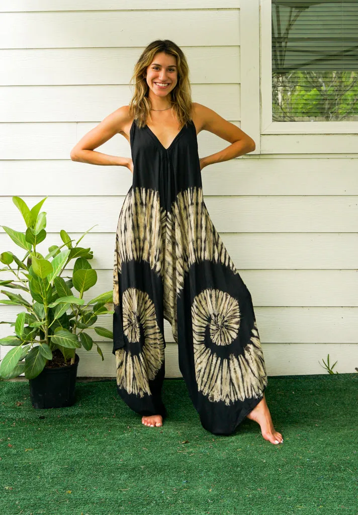 Midnight Sandstone Hand Dyed Wide Leg Boho Hippie Jumpsuits Rompers Pants