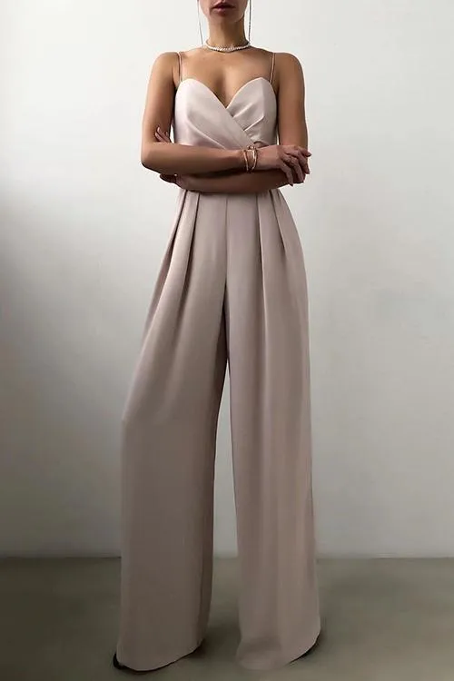 Minimalism Wide Leg Slip Jumpsuits