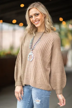 Mocha Raglan Sleeve Sweater