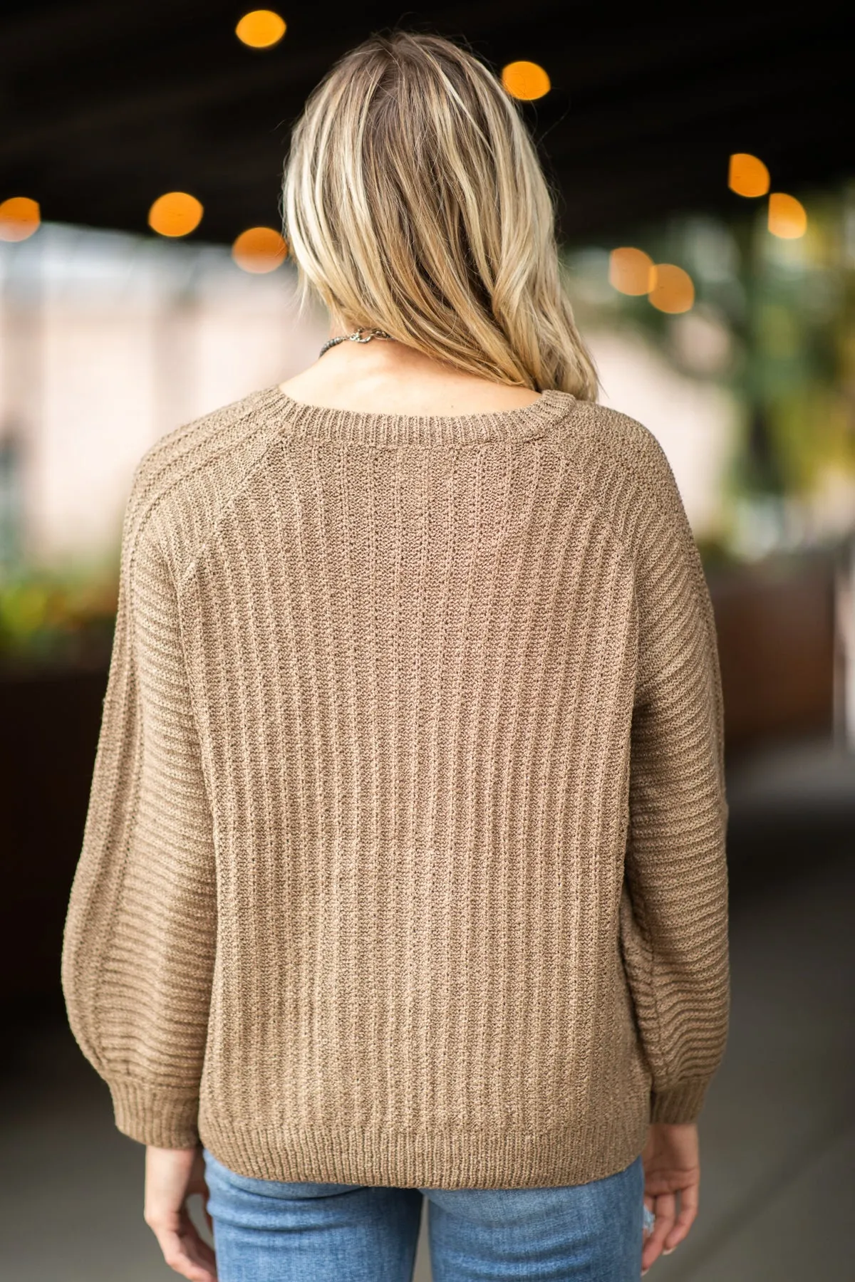 Mocha Raglan Sleeve Sweater